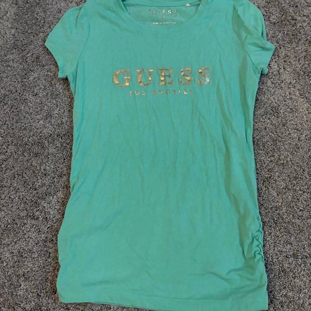 Guess Women's Green and Blue T-shirt